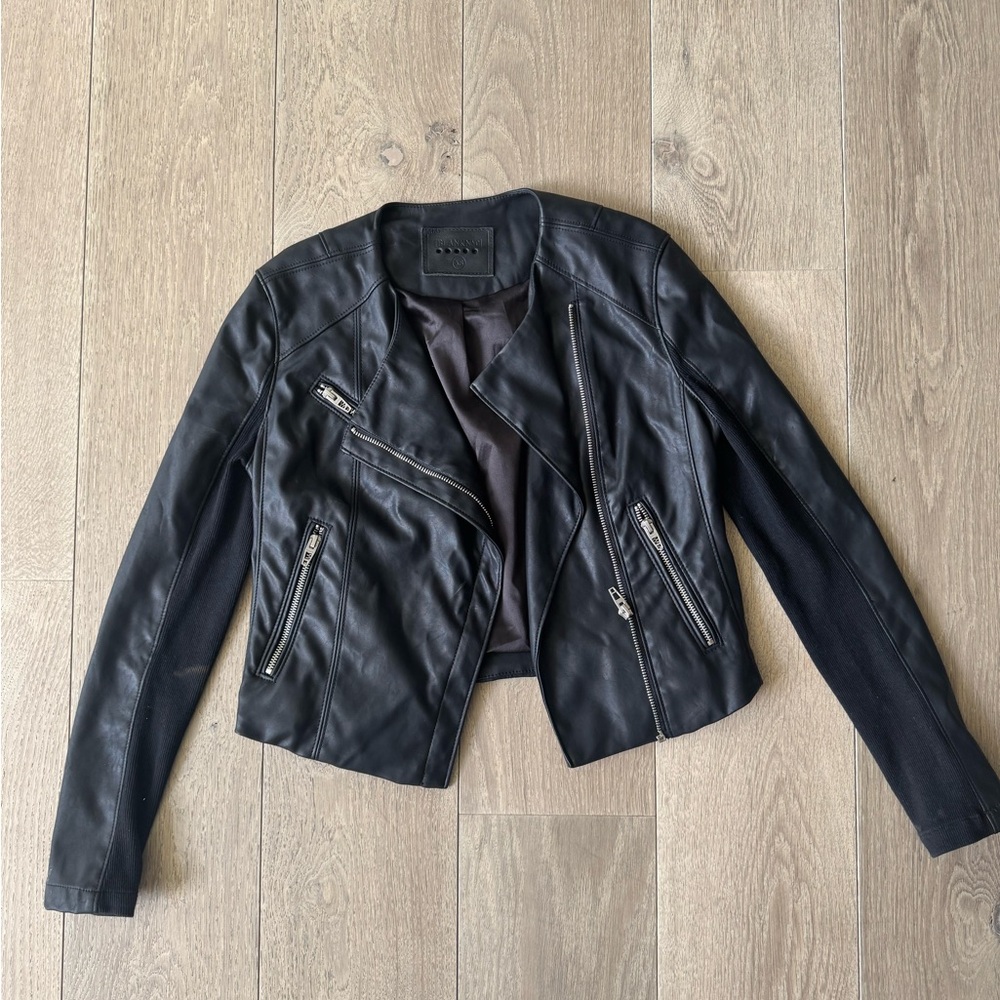 Blank NYC Black Leather Moto Jacket Asymmetrical Design